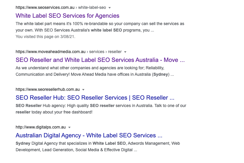 Further white label seo results, some with re-written titles